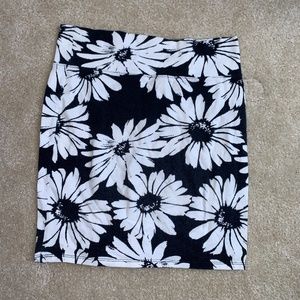 Black And White Flower Mini Skirt